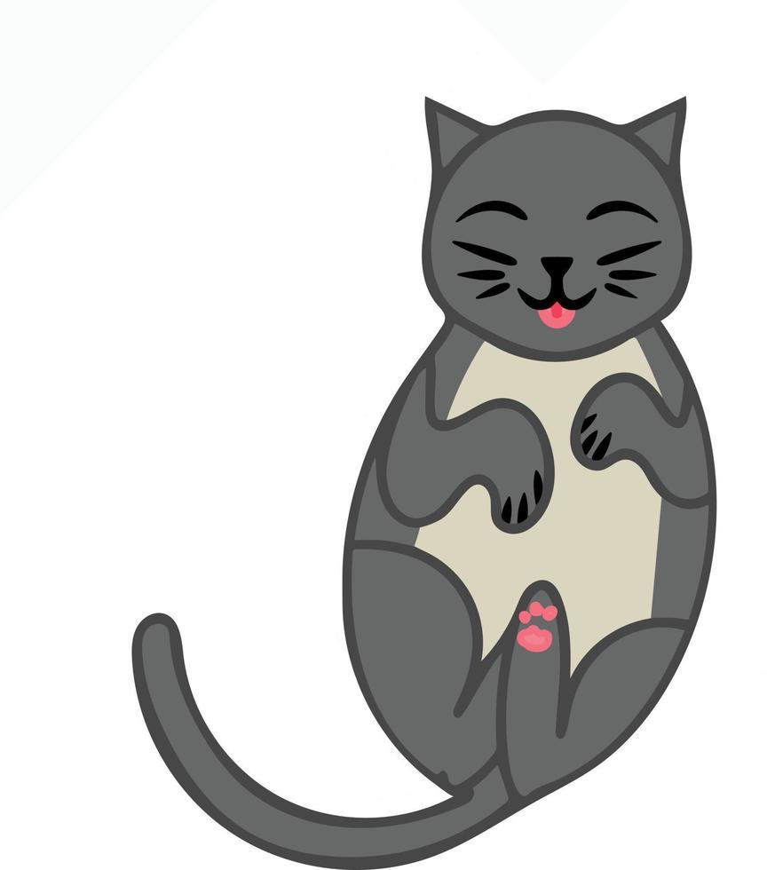 grijze schattige kat met uitstekende tong. ontwerpelement voor poster label teken embleem menu. vector illustratie