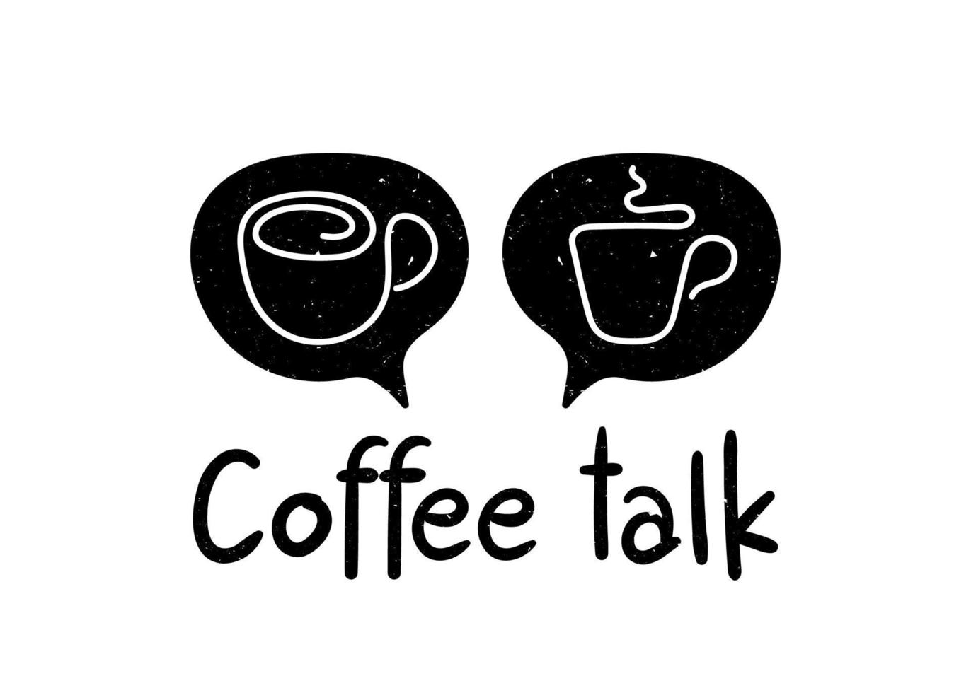 handgetekende koffie in chat bubble logo ontwerpsjabloon vector