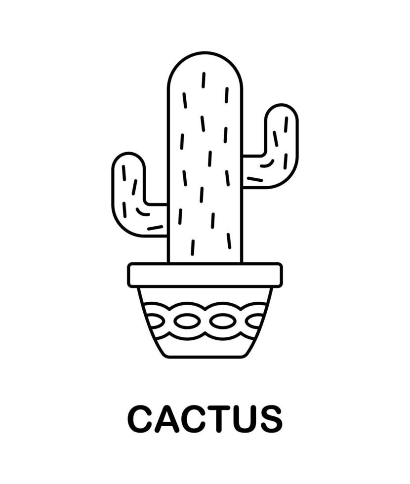 kleurplaat met cactus voor kinderen vector