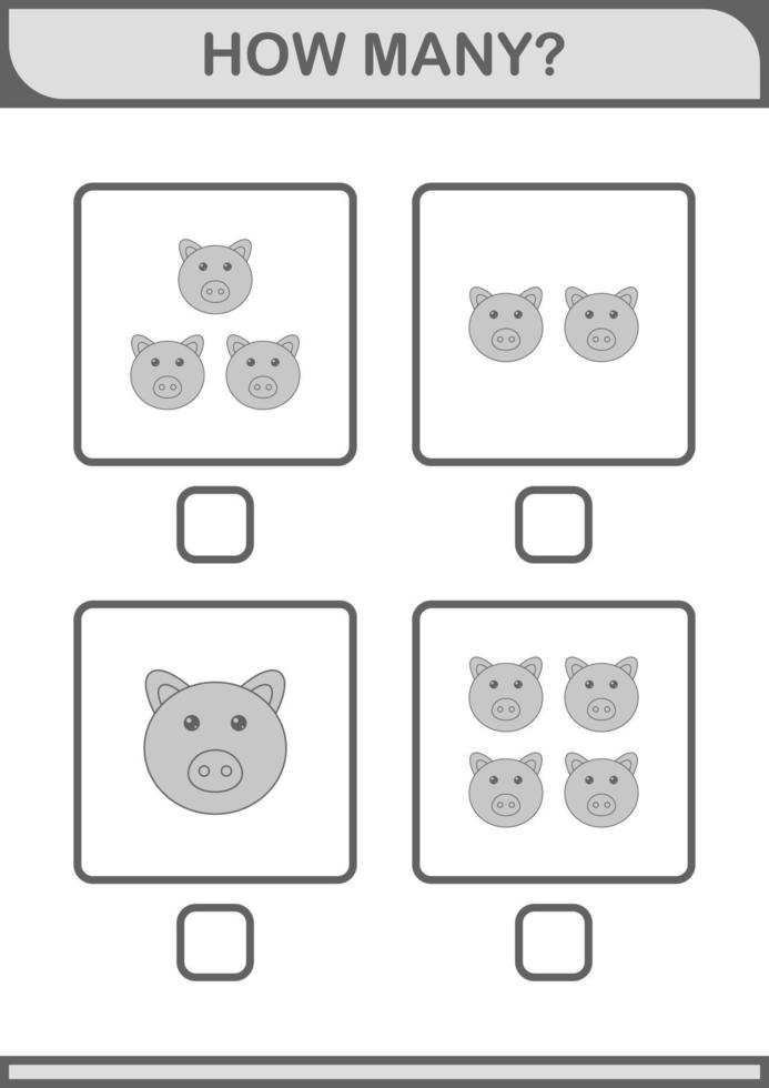 hoeveel varkensgezicht. werkblad voor kinderen vector