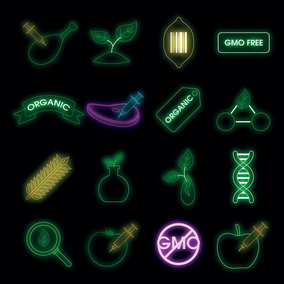 ggo-goederen pictogrammen instellen vector neon