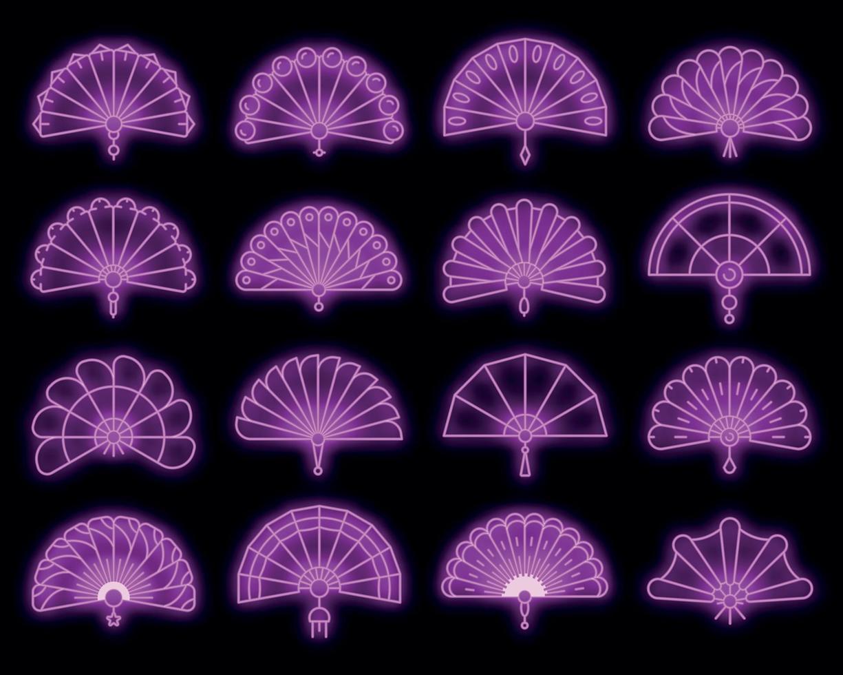 handheld ventilator pictogrammen instellen vector neon