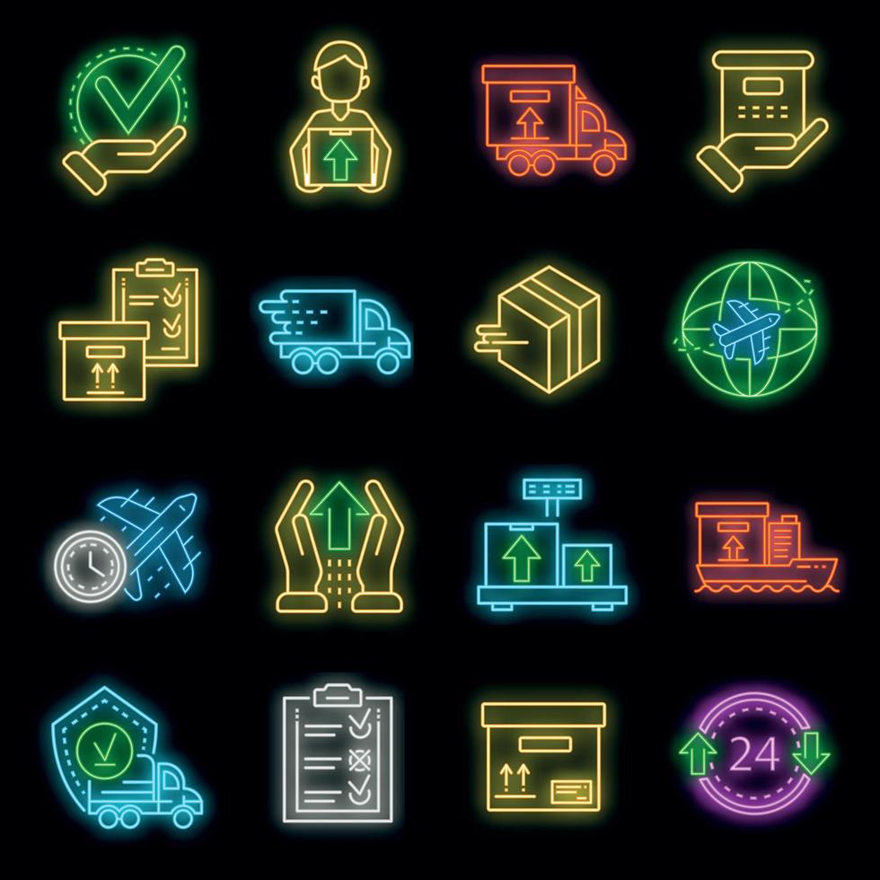 pakketbezorging icon set vector neon