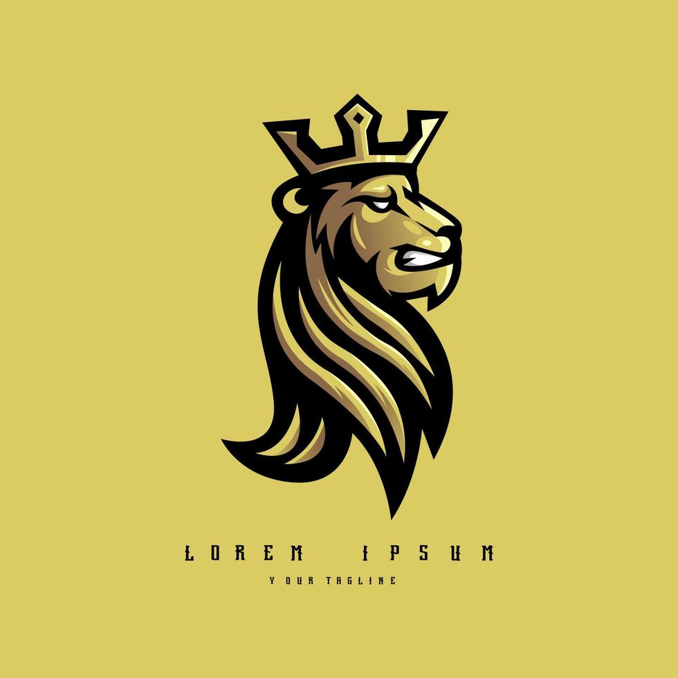 leeuwenkoning mascotte logo ontwerp vector met moderne illustratie