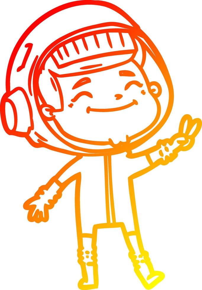 warme gradiënt lijntekening happy cartoon astronaut vector