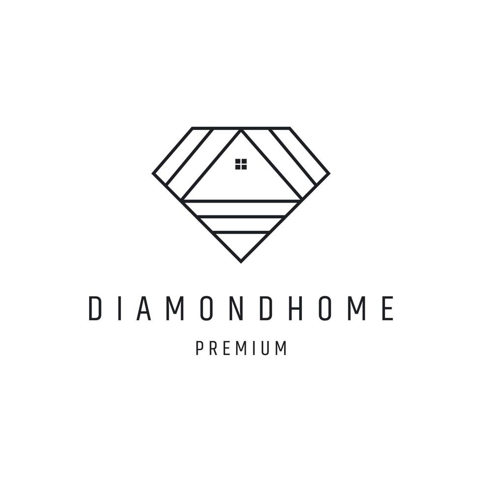 diamant home logo lineaire stijlicoon op witte backround vector