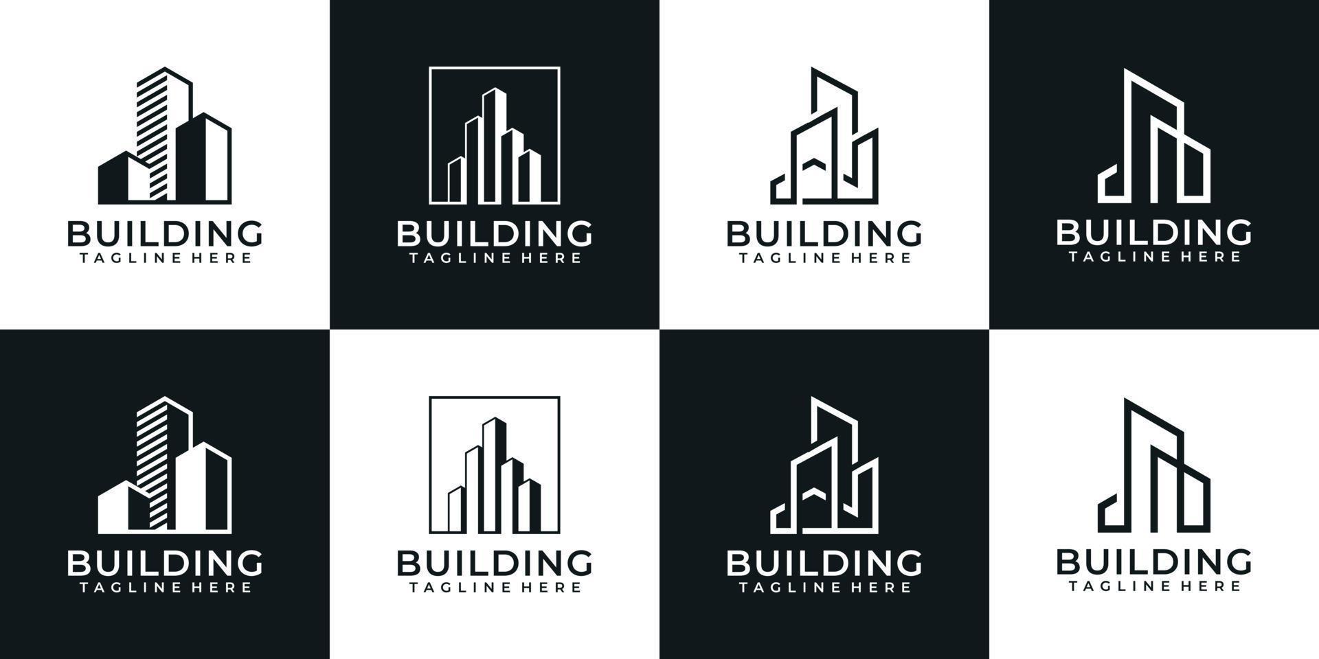 set van moderne creatieve architectuur gebouw logo vector voor onroerend goed appartement