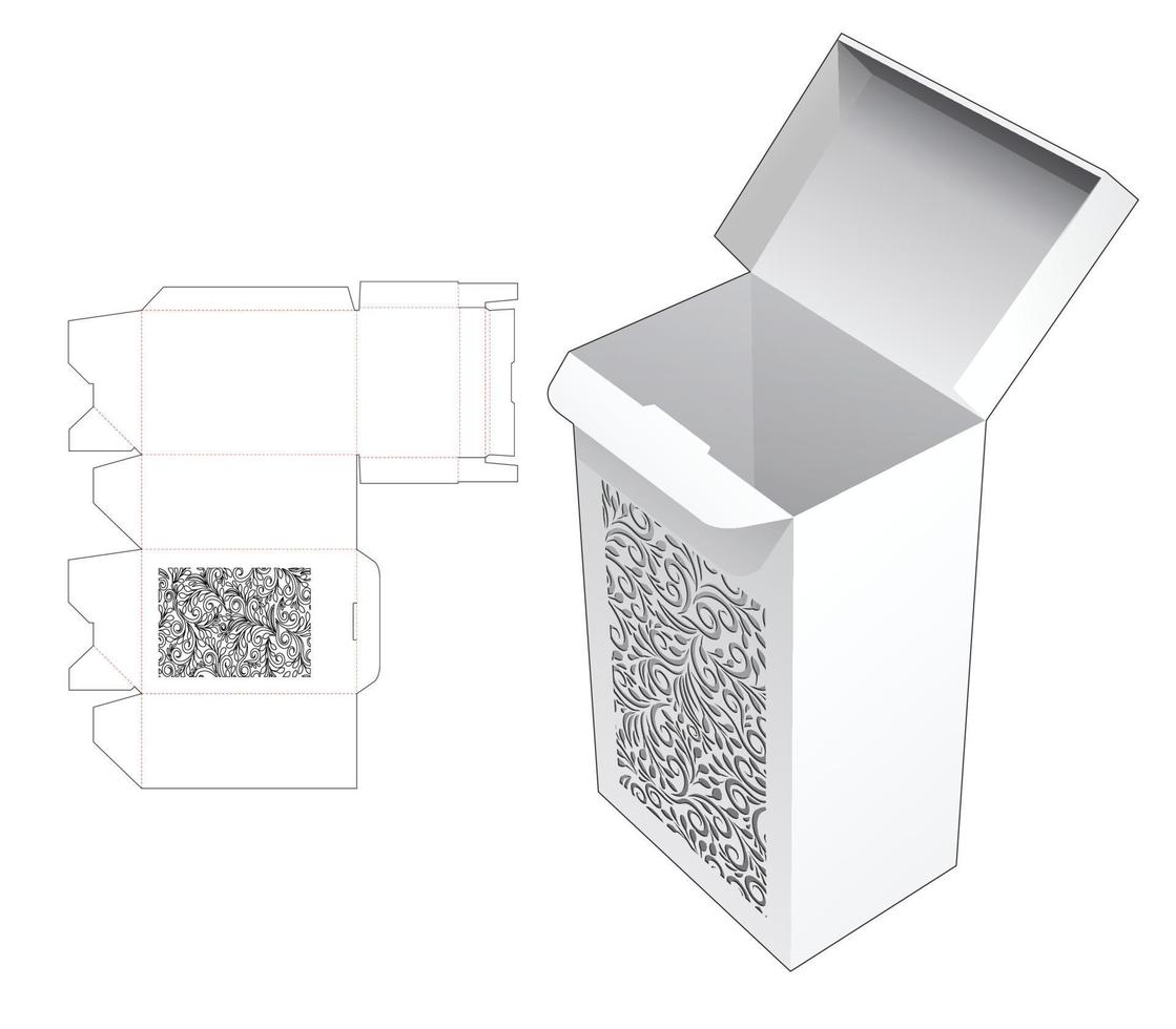 automatische lock-flipbox met gestencilde gestanste sjabloon en 3D-mockup vector