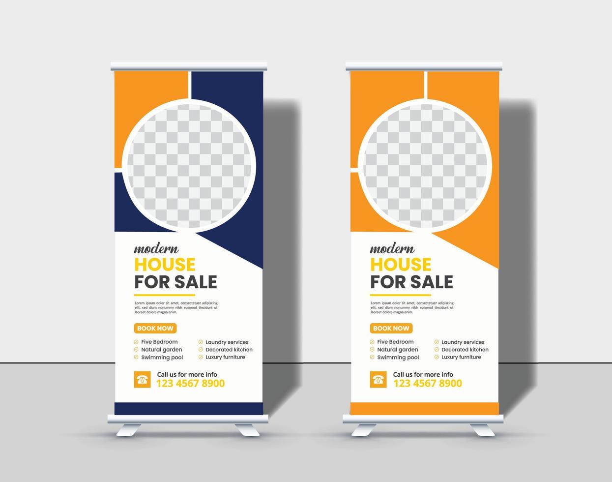 huis onroerend goed roll-up banner premium vector