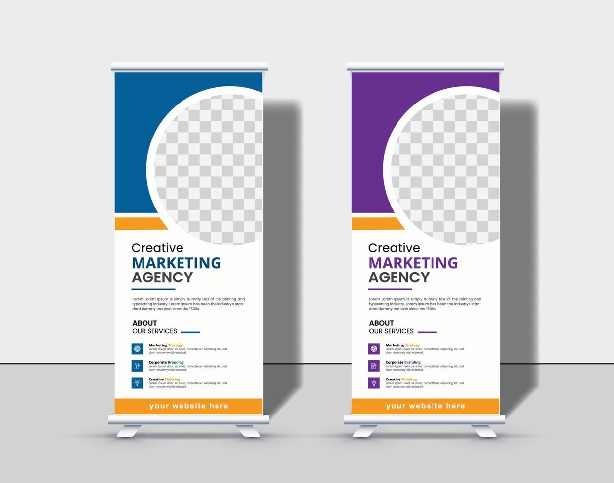 zakelijk bureau roll-up bannerontwerp of pull-up bannersjabloon premium vector