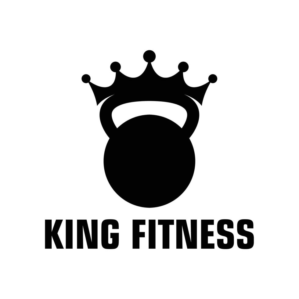 koning fitness logo concept. kettlebell sportschool sjablonen vector