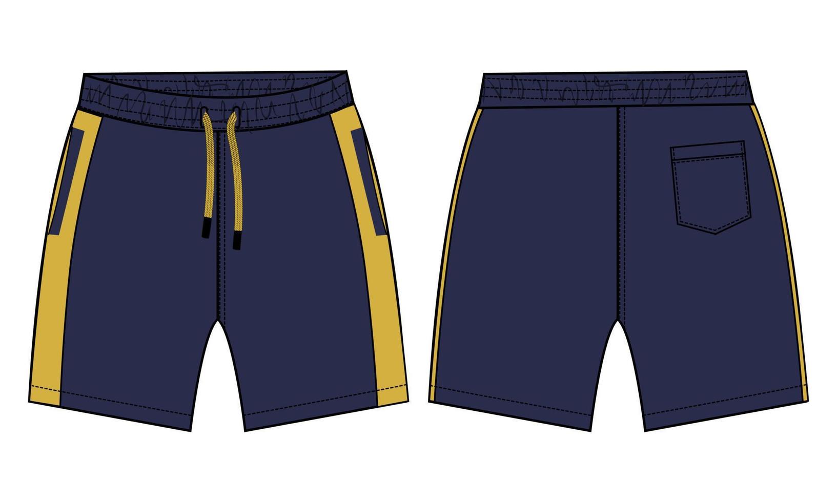 jongens zweet shorts broek mode platte schets vector illustratie Marine kleur sjabloon.