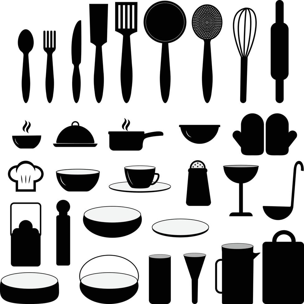 keuken iconen set, keuken iconen collectie vector