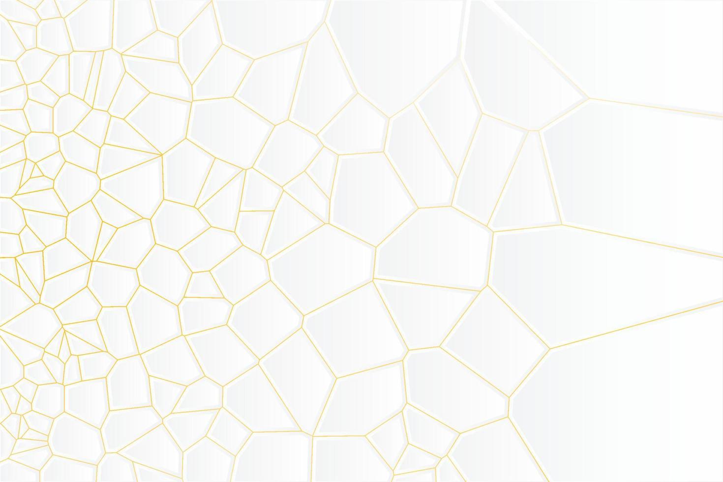 abstract voronoi-diagram blokkeert celpatroon. minimalistische geometrische afbeeldingsachtergrond met gouden gradiëntachtergrondverlichting vector