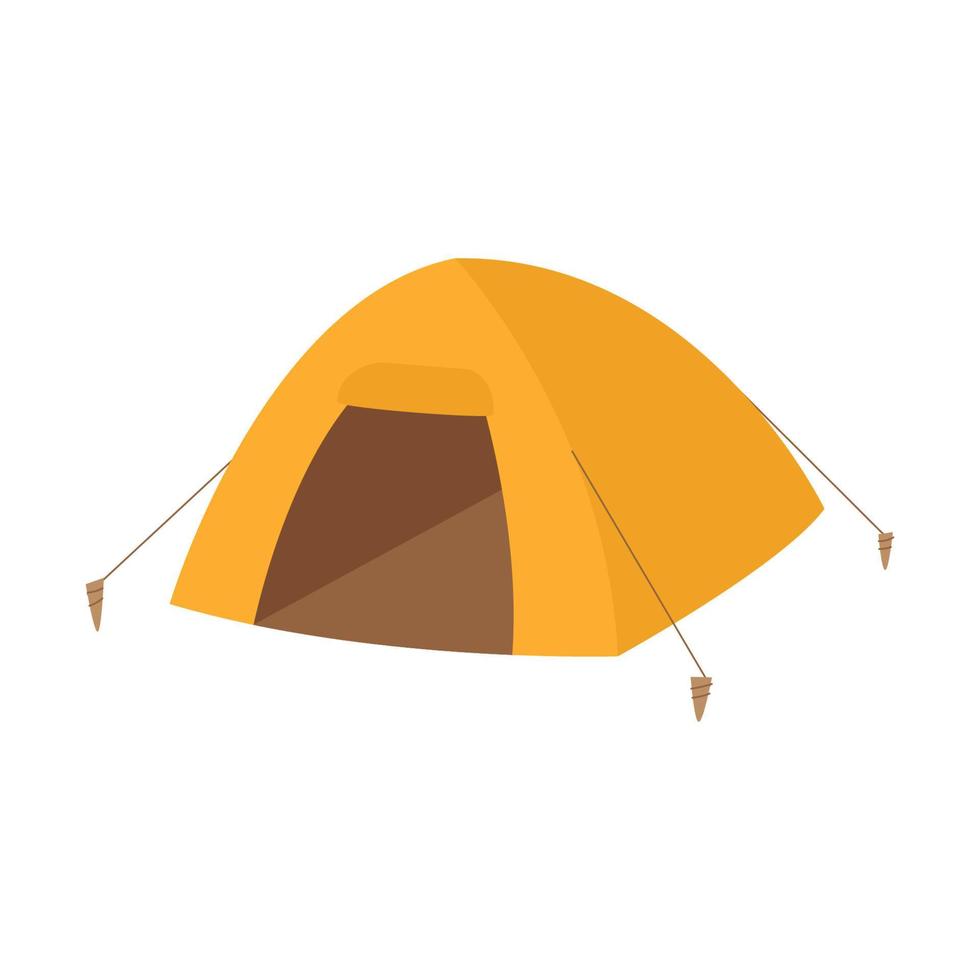 Kampeer tent. uitrusting voor picknicks, openluchtrecreatie, reizen, wandelen. platte vectorillustratie geïsoleerd op een witte achtergrond. vector