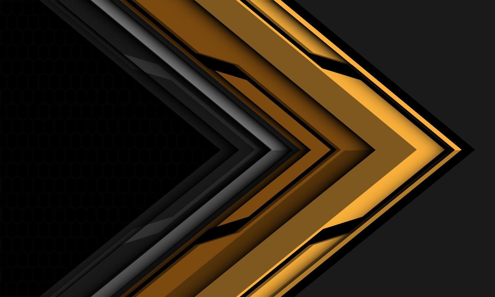 abstracte gele zwarte metalen pijl richting geometrische met grijze zeshoek mesh ontwerp moderne futuristische technologie achtergrond vector