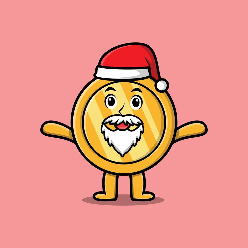 leuke cartoon gouden munt santa claus christmas vector