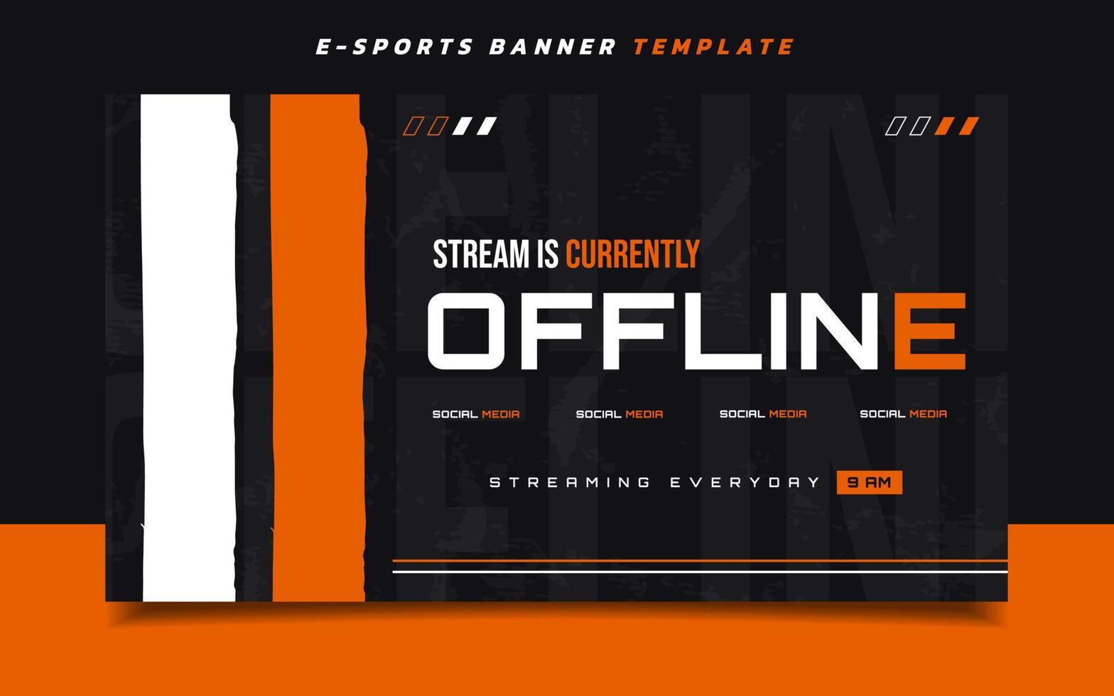 stream offline gaming-bannerschermsjabloon met logo voor sociale media vector