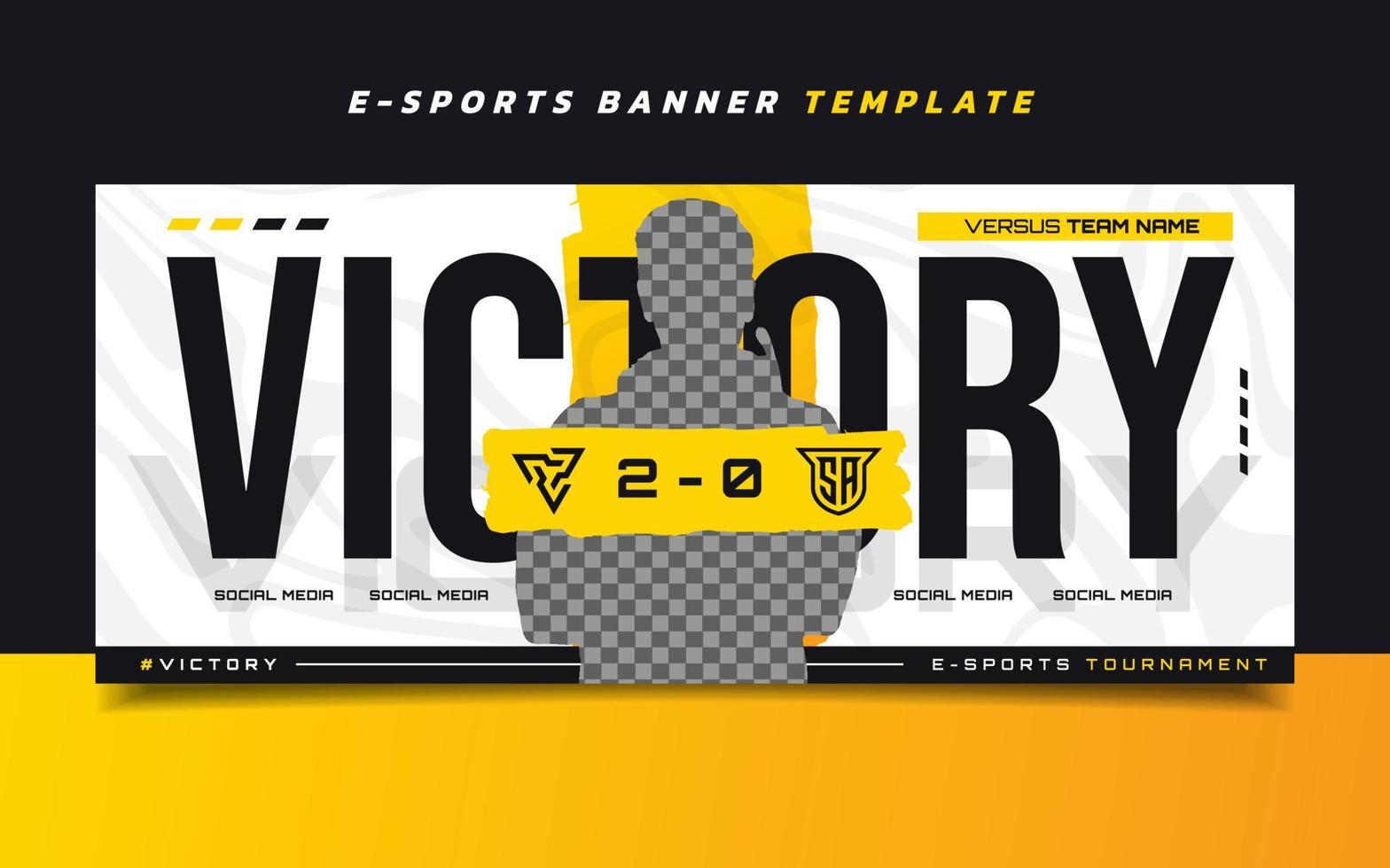 overwinning versus e-sports gaming-bannersjabloon voor sociale media vector