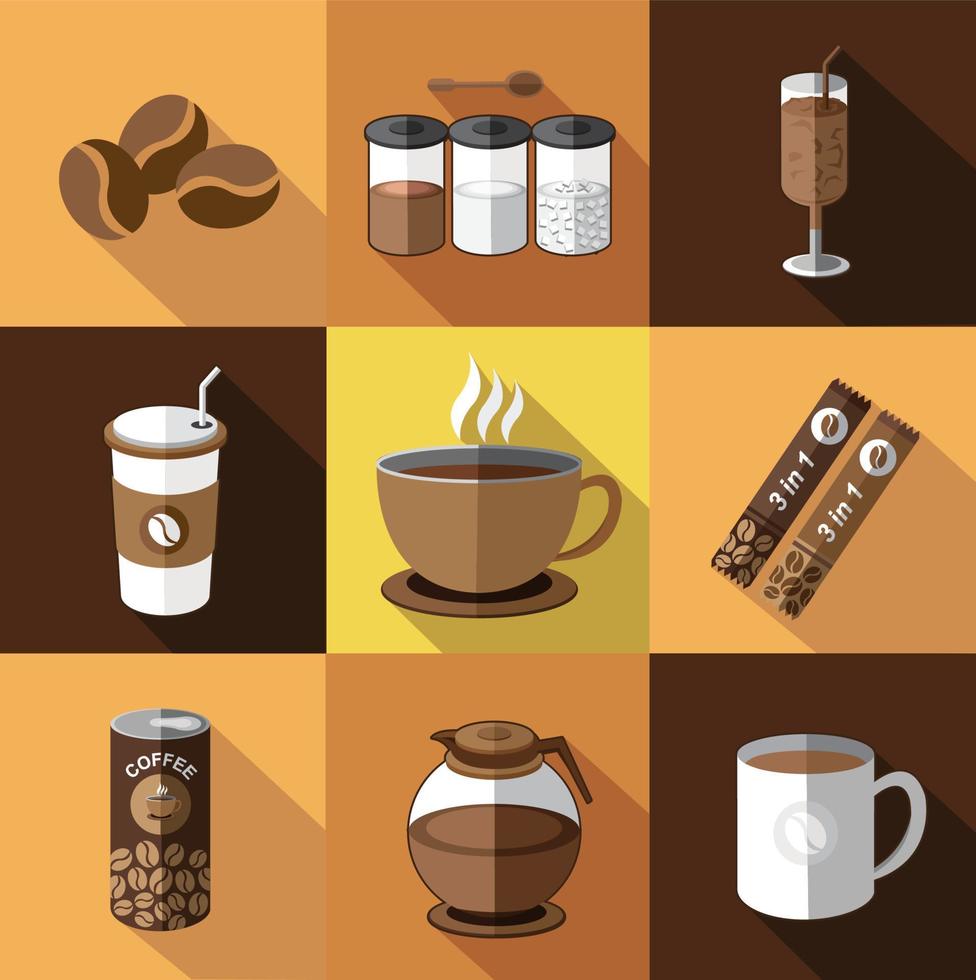 illustratie van de koffie teken iconen set vector