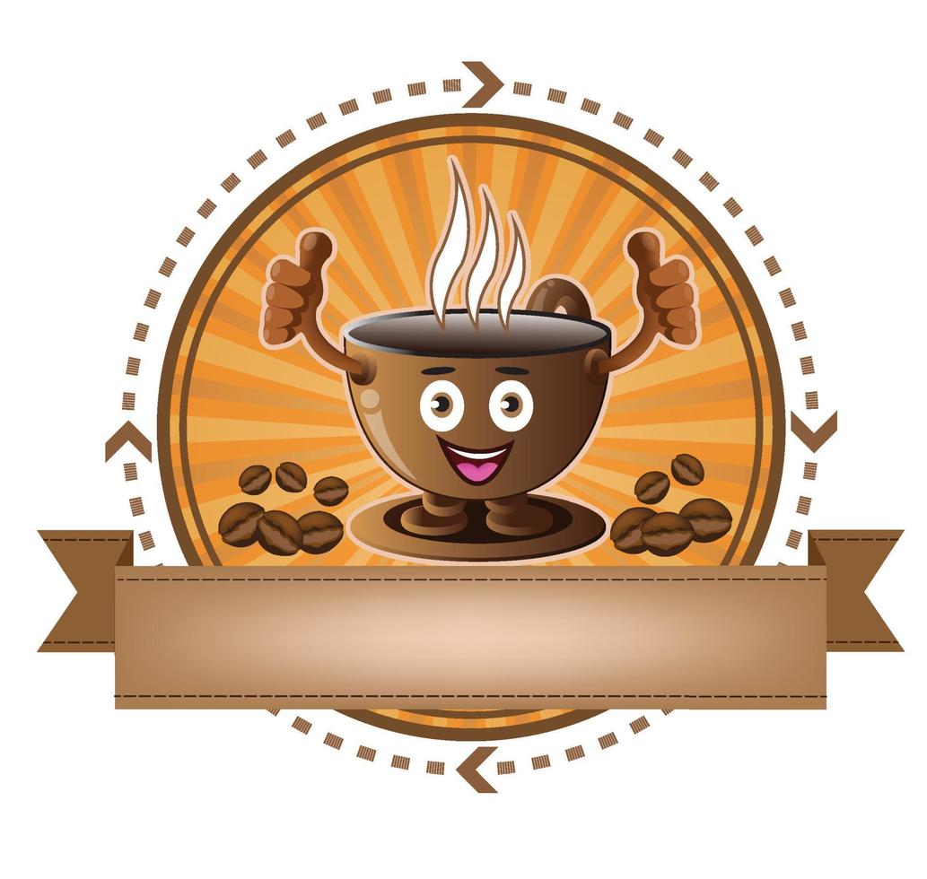 cartoon lachende koffiekop banner vector