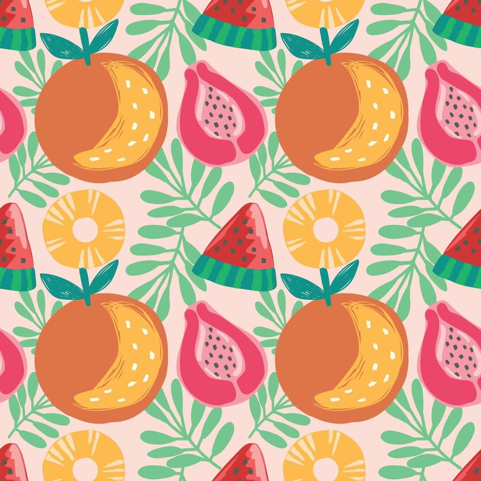 schattig fruit naadloos patroon kleurrijk fruit ontwerp vector