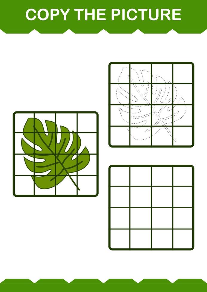 kopieer de afbeelding met monstera. werkblad voor kinderen vector