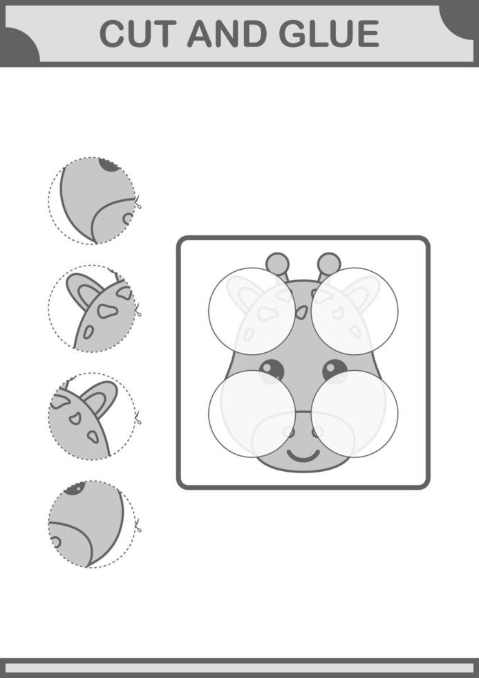 knip en lijm girafgezicht. werkblad voor kinderen vector