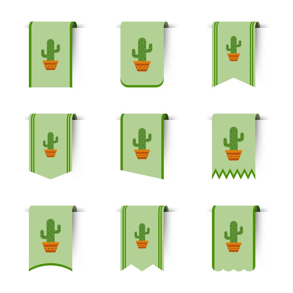 set gekleurde bladwijzers met cactus vector