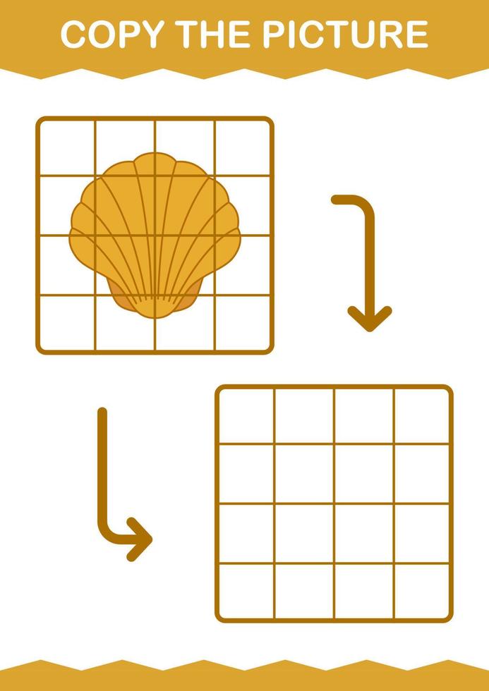 kopieer de afbeelding met zeeschelp. werkblad voor kinderen vector