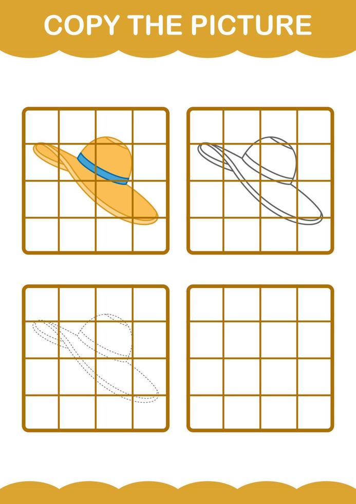 kopieer de afbeelding met vrouwenhoed. werkblad voor kinderen vector