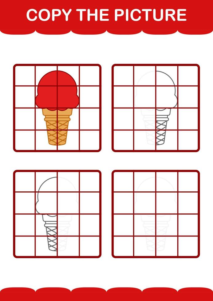 kopieer de afbeelding met ijs. werkblad voor kinderen vector