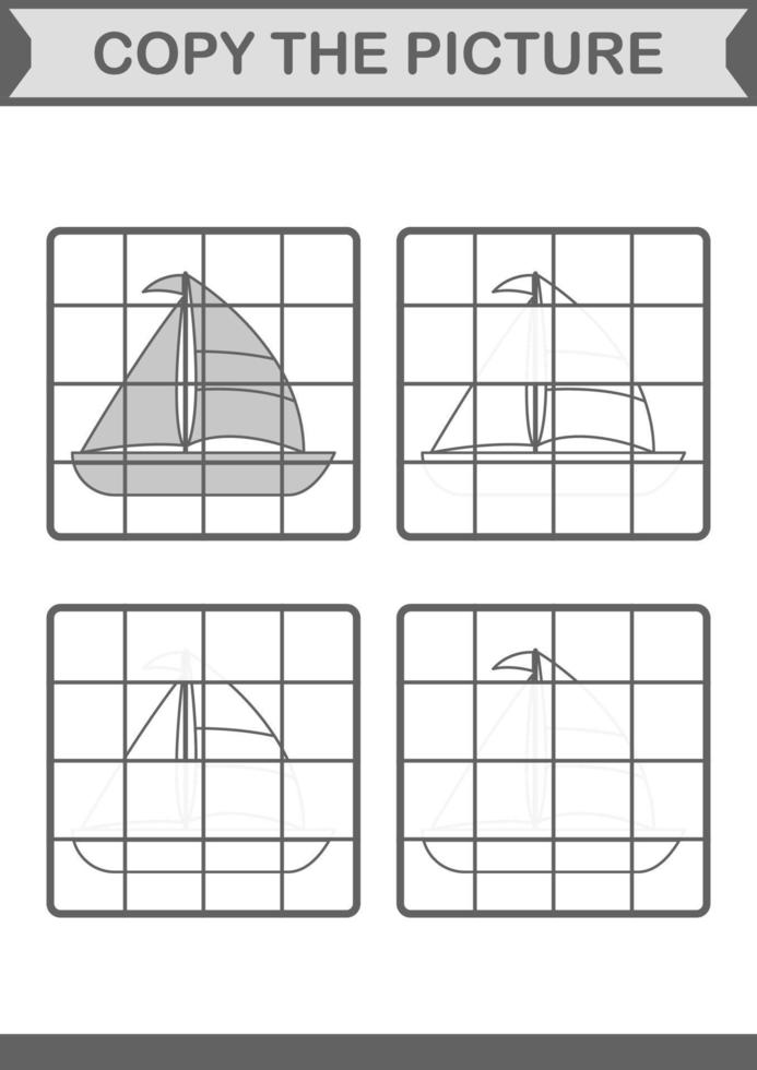 kopieer de foto met zeilboot. werkblad voor kinderen vector