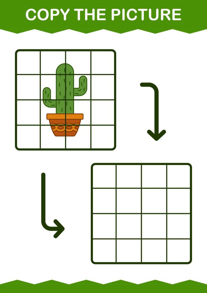 kopieer de afbeelding met cactus. werkblad voor kinderen vector