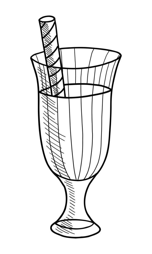 vector contour tekening van een milkshake op een witte achtergrond