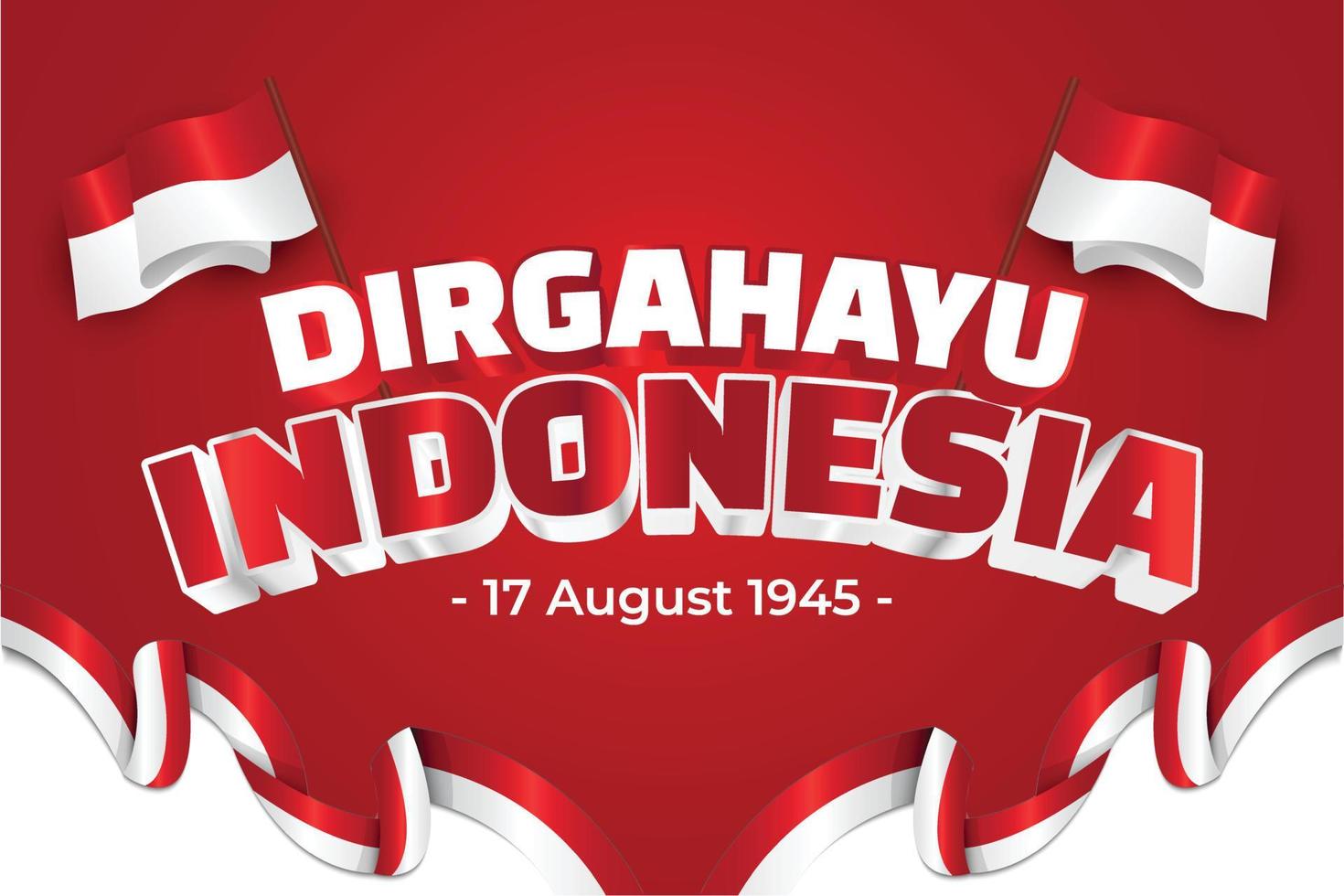 dirgahayu indonesië onafhankelijkheidsdag bewerkbaar teksteffect vector