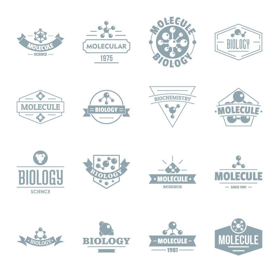 molecuul logo iconen set, eenvoudige stijl vector