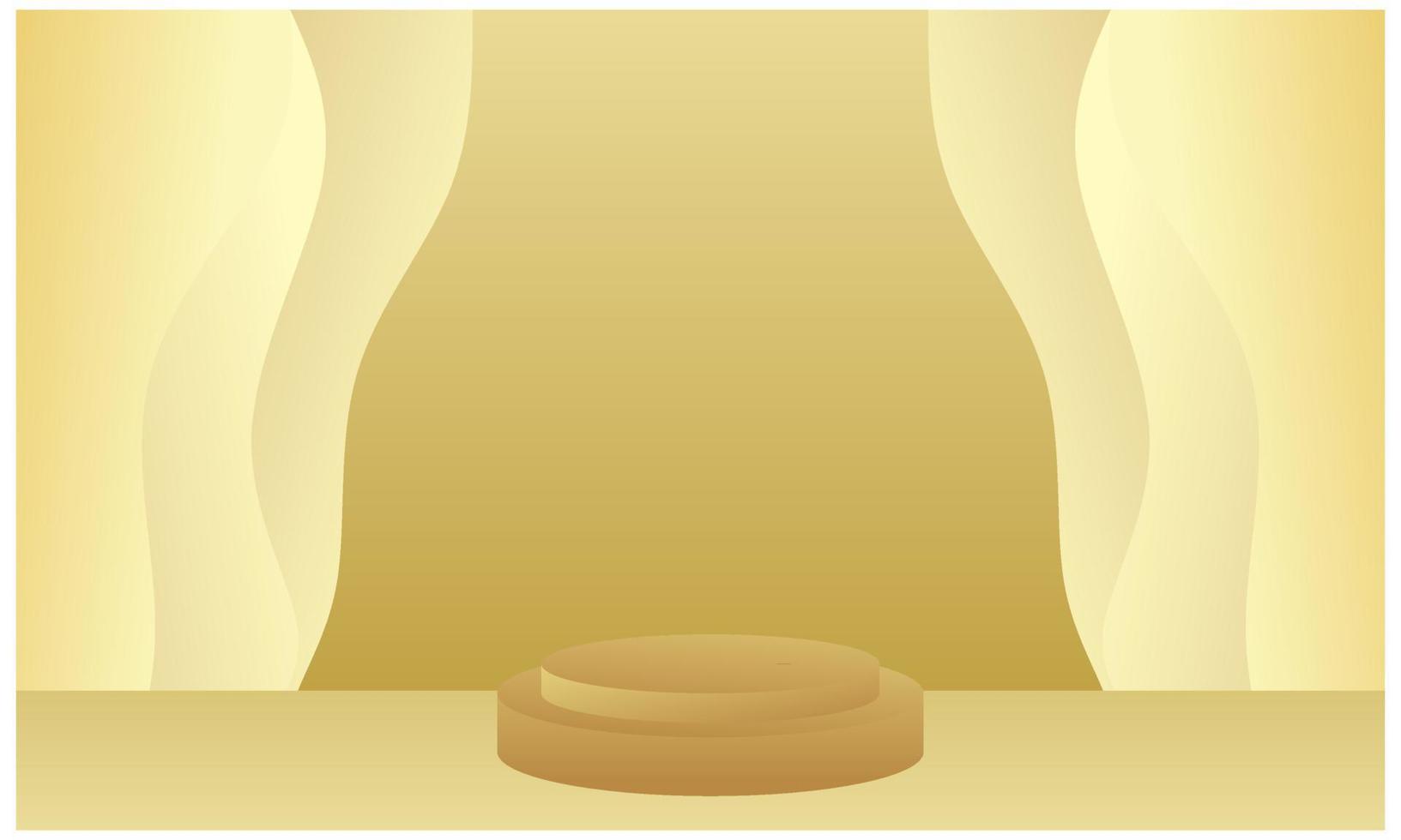 gouden podium voor luxegoederen, productpresentatie, winnaarspodium. vector illustratie