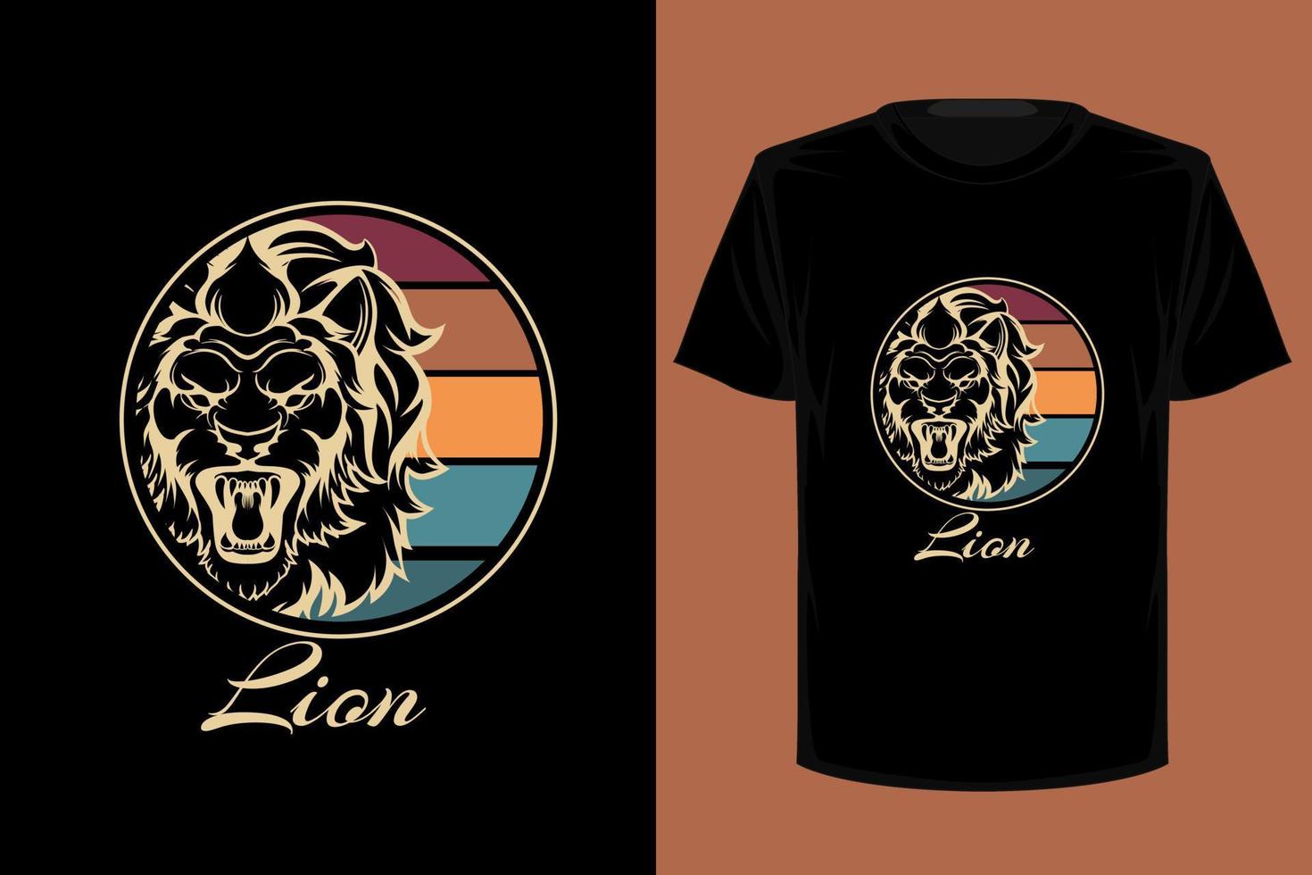 leeuw retro vintage t-shirtontwerp vector