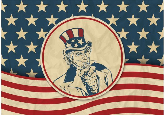 Gratis USA Vector Retro Achtergrond Met Uncle Sam