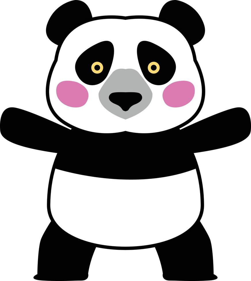 schattige panda stripfiguur met knuffel pose vector