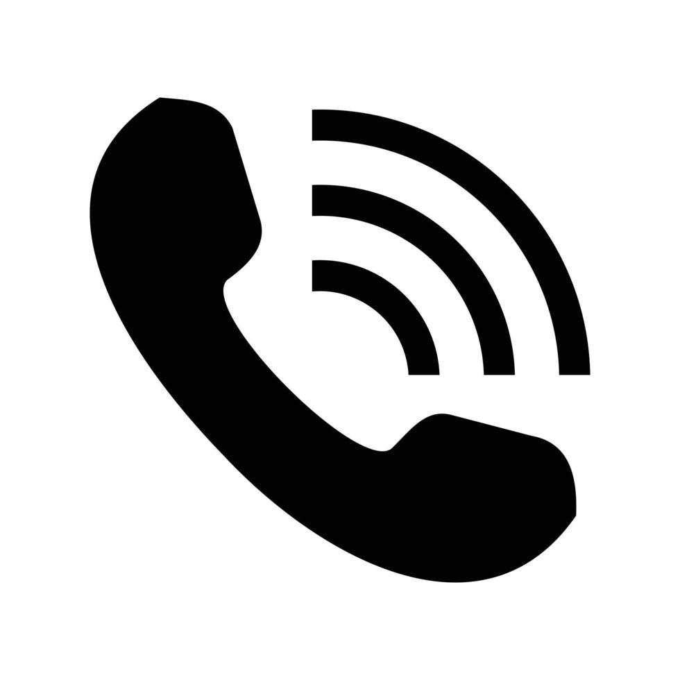 telefoonpictogram in vlakke stijl geïsoleerd op een witte achtergrond. belpictogram in de interface van een besturingssysteem. zwarte silhouet vector