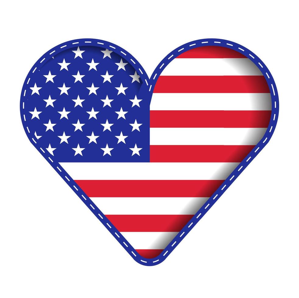 usa vlag onafhankelijkheid gedenkteken dag van de arbeid knop hart liefde teken symbool ster strepen verenigde staten van amerika land geïsoleerde natie 3d papier stencil kaart pictogram vector illustratie