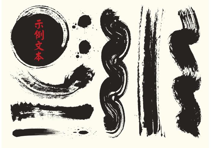 Gratis Chinese Kalligrafie Vector Borstels