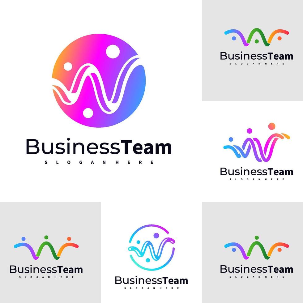 mensen w logo vector ontwerpsjabloon, eerste w logo concepten illustratie.