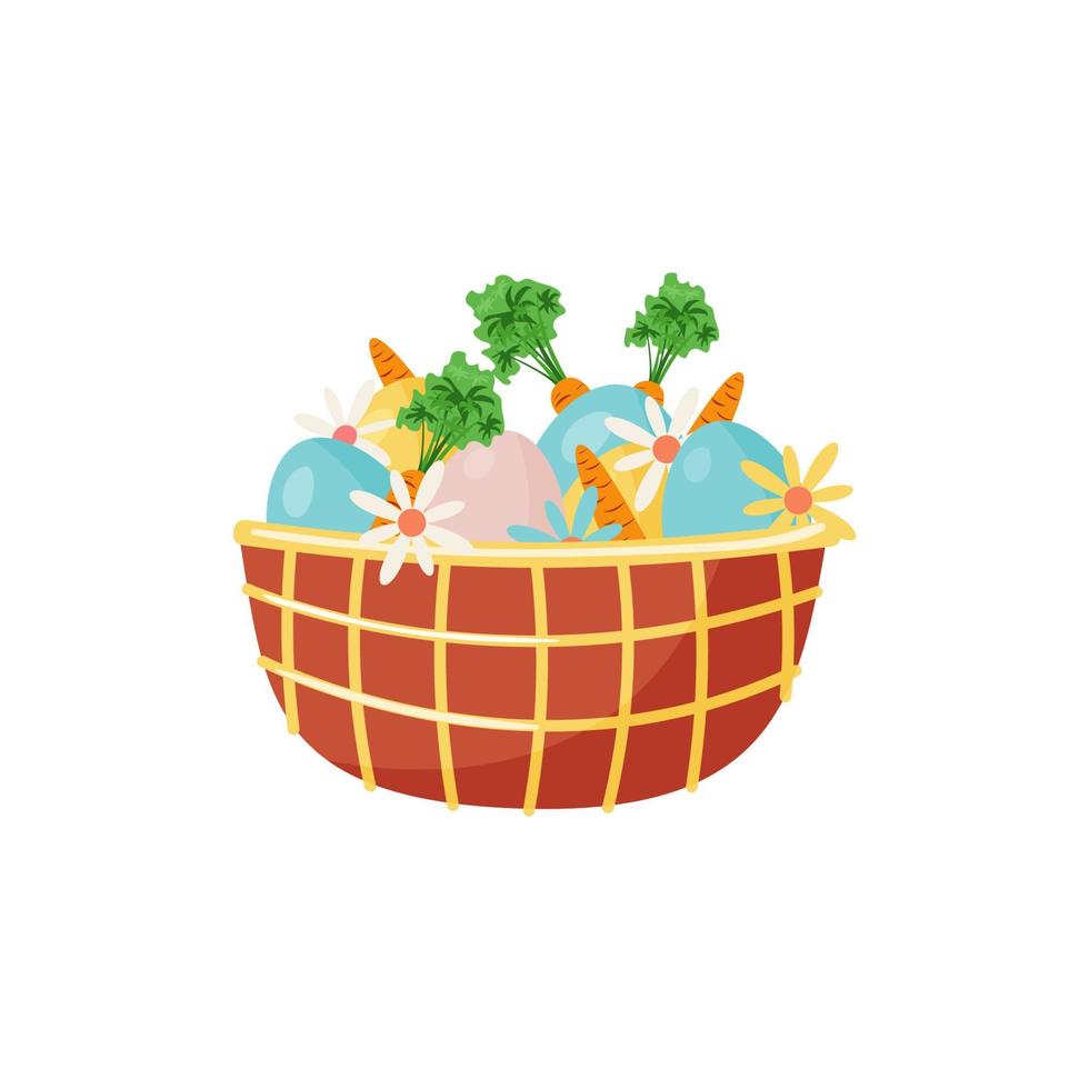 mand met eieren, wortelen en bloemen vector