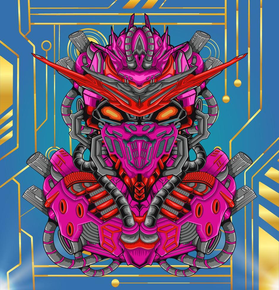 hoofd mecha cyber krijger robot illustratie vector