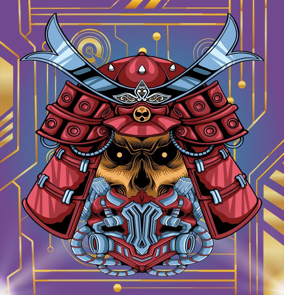 mecha masker samurai geisha karakterontwerp vector