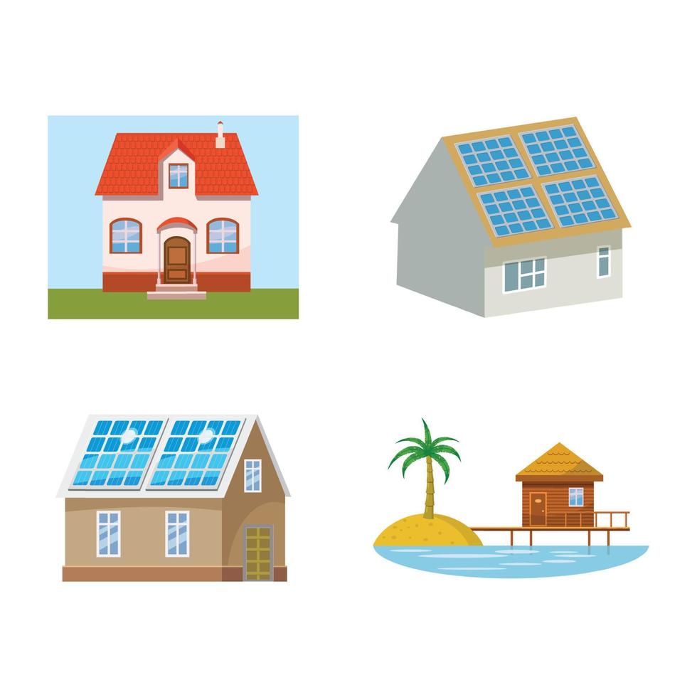 eco huis pictogrammenset, cartoon stijl vector