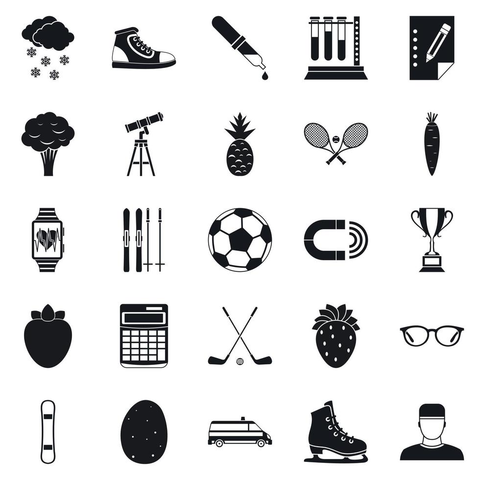 sport gezondheid iconen set, eenvoudige stijl vector